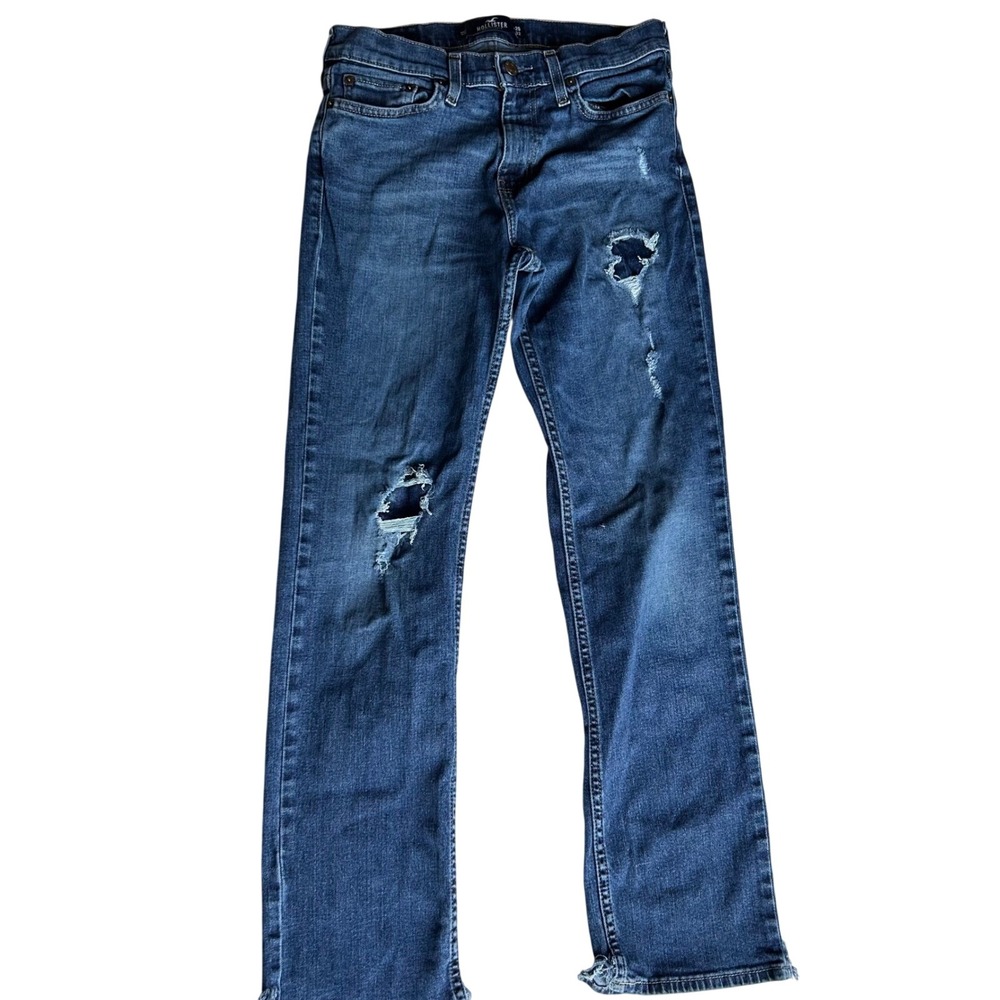 Hollister Jeans Classic Straight 29x32 Blue Denim Epic Flex Distressed Ripped